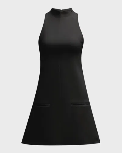Courrèges 2-pocket Sleeveless Twill A-line Mini Dress In Black