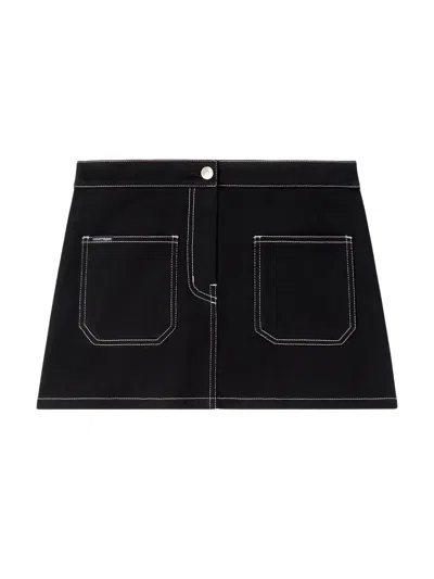 Courrèges 2-pocket Topstitched Denim Mini Skirt In Black