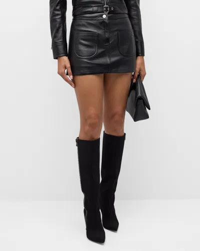 Courrèges 2-pocket Vintage Leather Mini Skirt In Black
