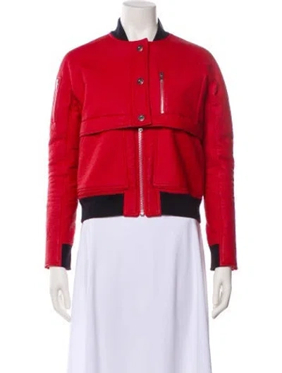 Pre-owned Courrèges 2016 Faux Leather Bomber Jacket In Red
