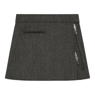 Courrèges 2-pocket Zipped Caviar Mini Skirt In Gray