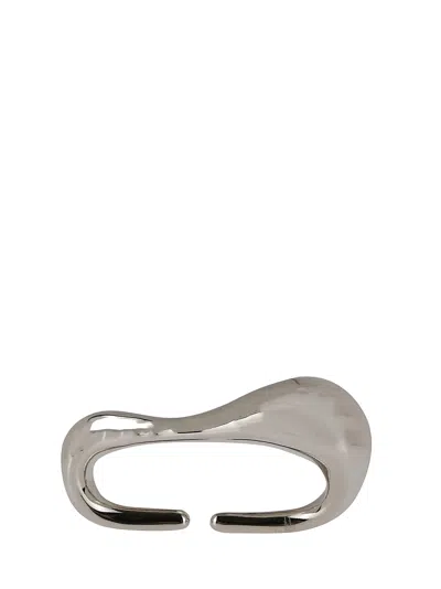 Courrèges 3-finger Drop Metal Ring In Silver