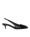 Courrèges 45mm Fold Leather Slingback Pumps In Black