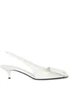 Courrèges White Fold Iced Leather Slingback Heels In White