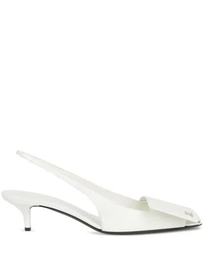 Courrèges 45mm Logo-plaque Slingback Pumps In White