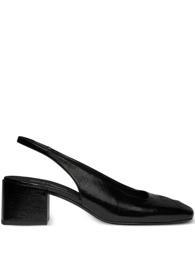 Courrèges Heritage Slingback Pumps Block Heel Square Toe In Black