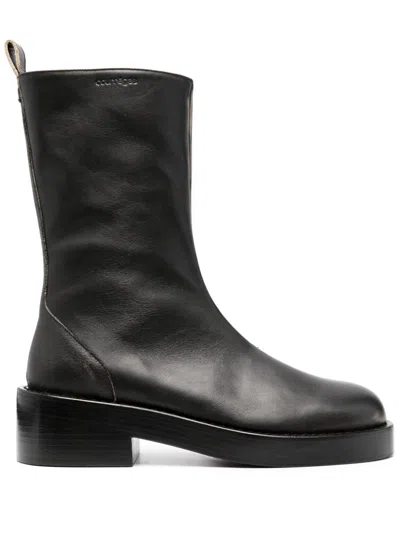 Courrèges 55mm Leather Ankle Boots In Schwarz