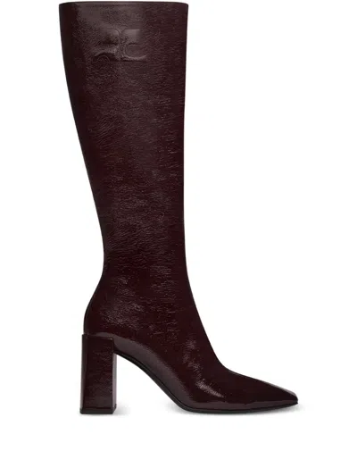 Courrèges 70mm Heritage Block-heel Knee-high Boots In Red