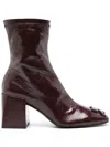 Courrèges Zip Detailed Square Toe Ankle Boots In Red