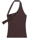 Courrèges Asymmetrical Ribbed Vest In Brown