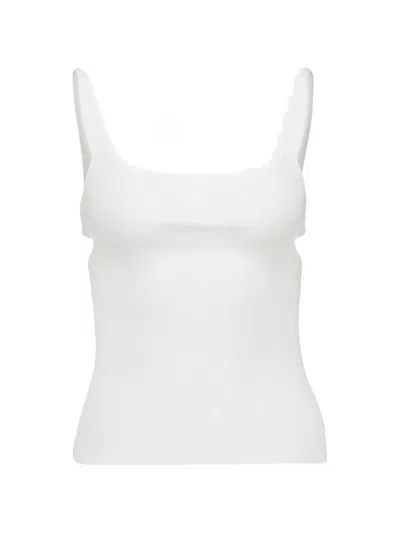 Courrèges Ribbed Sleeveless Top Scoop Neck Cutout In White