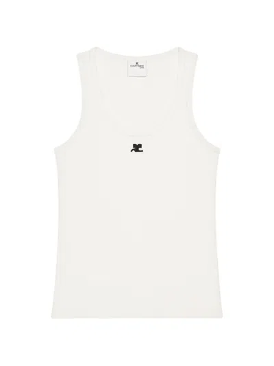 Courrèges 90's Embroidered Ac Logo Top In White