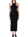 Courrèges Black Ribbed Midi Dress In Black