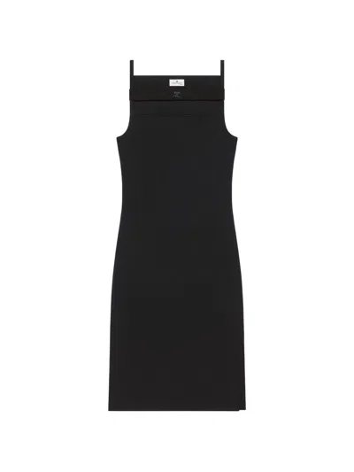 Courrèges 90's Rib Strap Midi Dress In Black