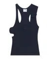 Courrèges Asymmetric Midnight Blue Tank Top In Black