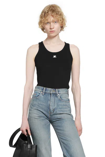 Courrèges 90's Rib Tank Top In Black