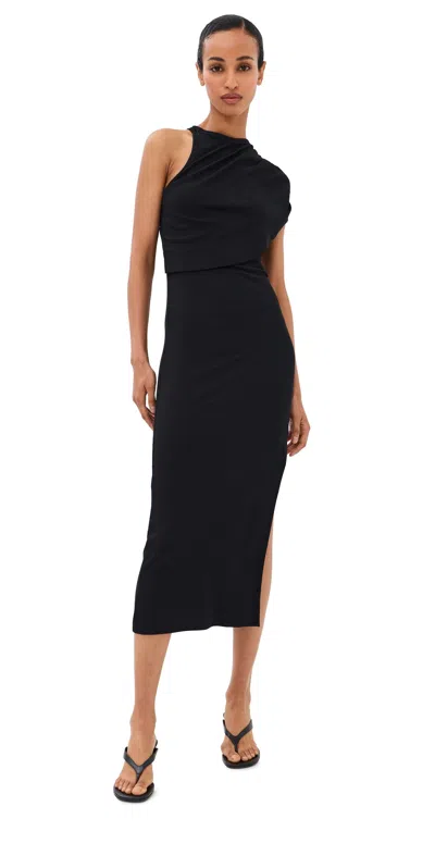 Courrèges 90's Rib Twist Midi Dress Black