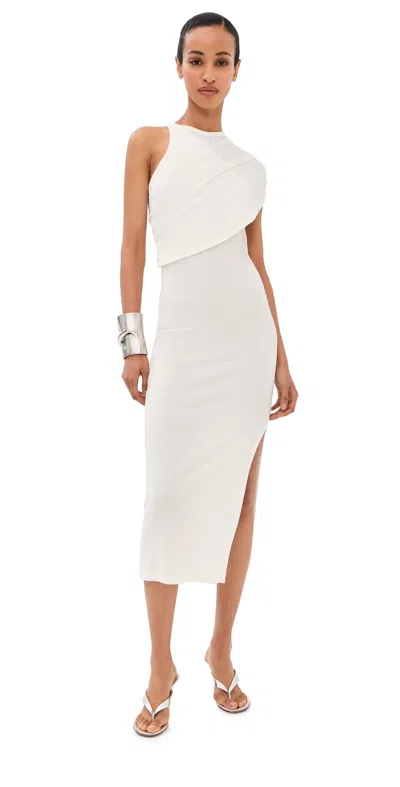 Courrèges 90's Rib Twist Midi Dress Heritage White