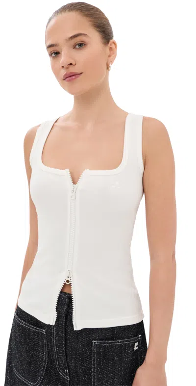 Courrèges 90's Rib Zipped Tank Top Heritage White