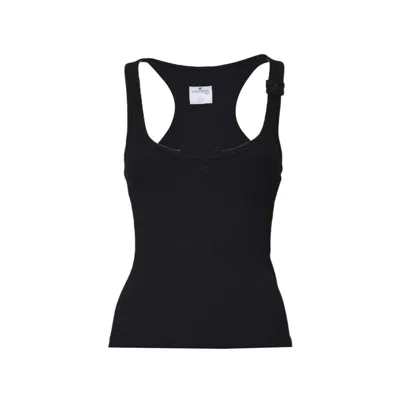 COURRÈGES 90'S RIBBED BUCKLE TOP BLACK