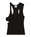 Courrèges Asymmetric Midnight Blue Tank Top In Black