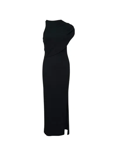 Courrèges 90's Ribbed Twist-detail Maxi Dress In Black