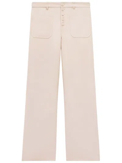 Courrèges Button-front Wide-leg Trousers In 中性色