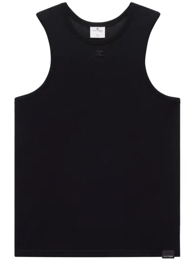 Courrèges Mesh Tank Top In 黑色