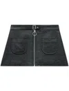 Courrèges Zip-up Leather Miniskirt In 黑色