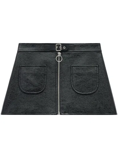 COURRÈGES BUCKLE-STRAP CRINKLED MINISKIRT