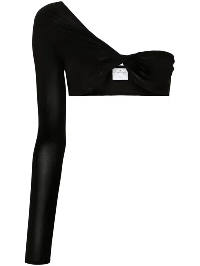 Courrèges One-shoulder Twist Crepe Top In Black
