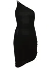 Courrèges Gather Crepe Black Viscose Mini Dress In 黑色