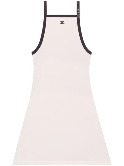 Courrèges Contrast Mini Dress In Taupe