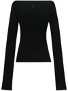 Courrèges Rib Knit Sweater With Bare Shoulders In 黑色