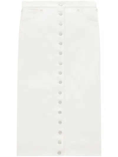 COURRÈGES LOW-RISE DENIM MIDI SKIRT