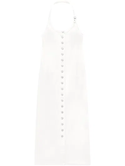 Courrèges Halterneck Denim Dress In 白色
