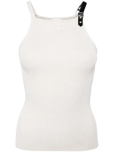 Courrèges Buckle-detail Ribbed Tank Top In Pink