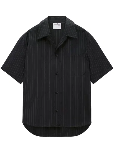 Courrèges Pinstriped Cotton Shirt In 黑色