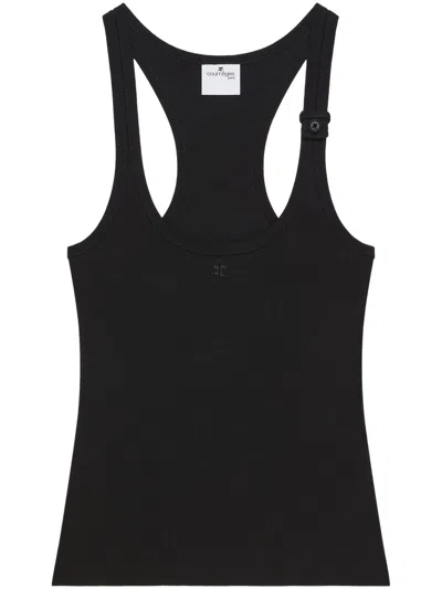 COURRÈGES COURREGÈS 90S BLACK RIBBED TANK TOP