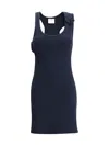 Courrèges Double Buckle 90's Rib Knit Dress In Navy