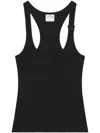 Courrèges Courreges Black Racerback Tank Top With Logo Patch In Black