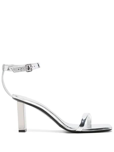 Courrèges 95mm Metallic-finish Leather Sandals In Silver