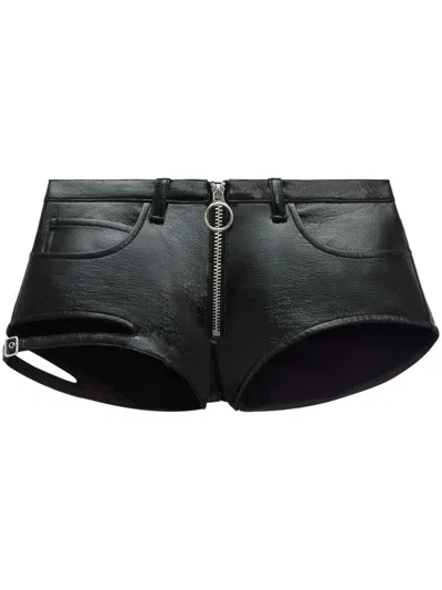 Courrèges Cut-out Zip-up Mini Shorts In ブラック