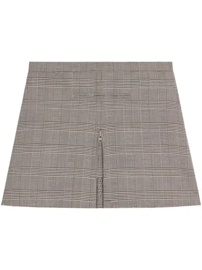 Courrèges A-line Checked Miniskirt In Gray