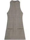 Courrèges Sleeveless High Neckline Checkered A-line Dress In Bianco