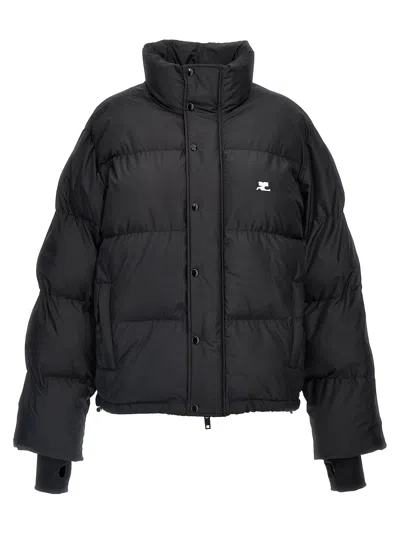Courrèges Black Insulated Puffer Jacket In White