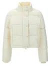 Courrèges Cropped High Collar Quilted Jacket In White