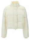 Courrèges Cropped High Collar Quilted Jacket In White