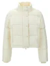 Courrèges Cropped High Collar Quilted Jacket In White