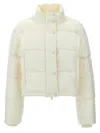 Courrèges Cropped High Collar Quilted Jacket In White